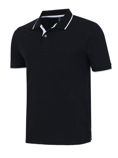 Men’s Casual Jacquard Collar Polo Black