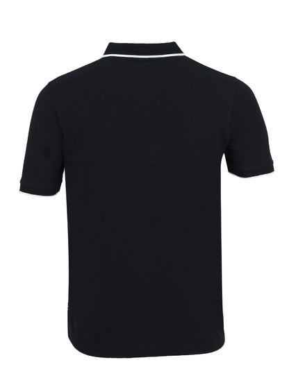 Men’s Casual Jacquard Collar Polo Black