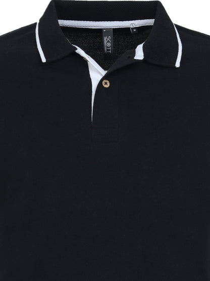 Men’s Casual Jacquard Collar Polo Black