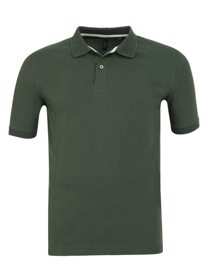 Men’s Casual Jacquard Collar Polo Bottle Green