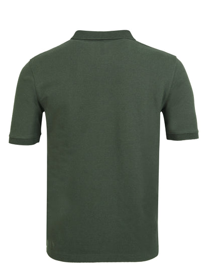 Men’s Casual Jacquard Collar Polo Bottle Green