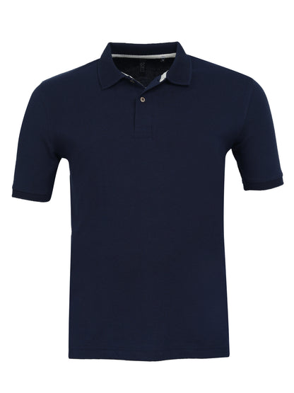 Men’s Casual Jacquard Collar Polo Navy Blue