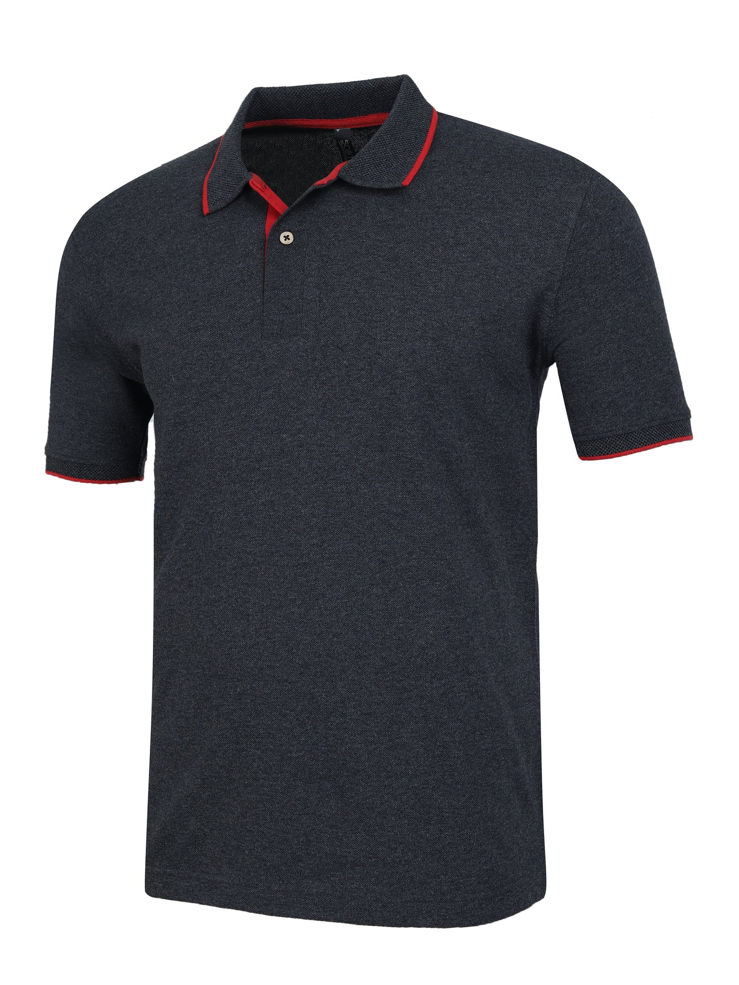 Men’s Casual Jacquard Collar Polo Black/Red