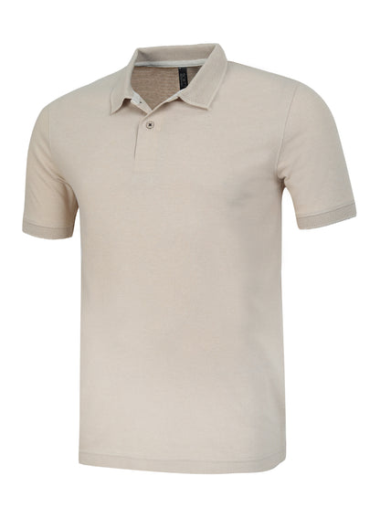 Men’s Casual Jacquard Collar Polo Beige