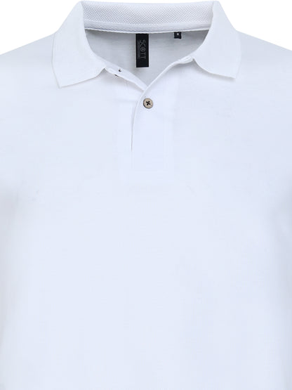 Men’s Casual Jacquard Collar Polo White