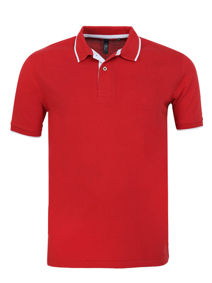 Men’s Casual Jacquard Collar Polo Red