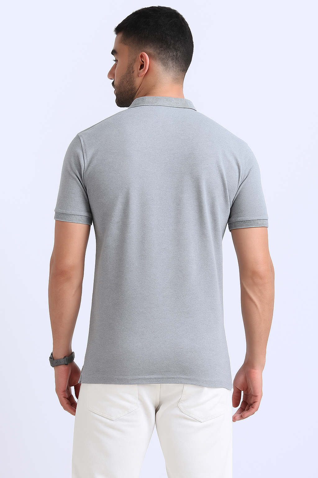 Men’s Casual Jacquard Collar Polo Grey