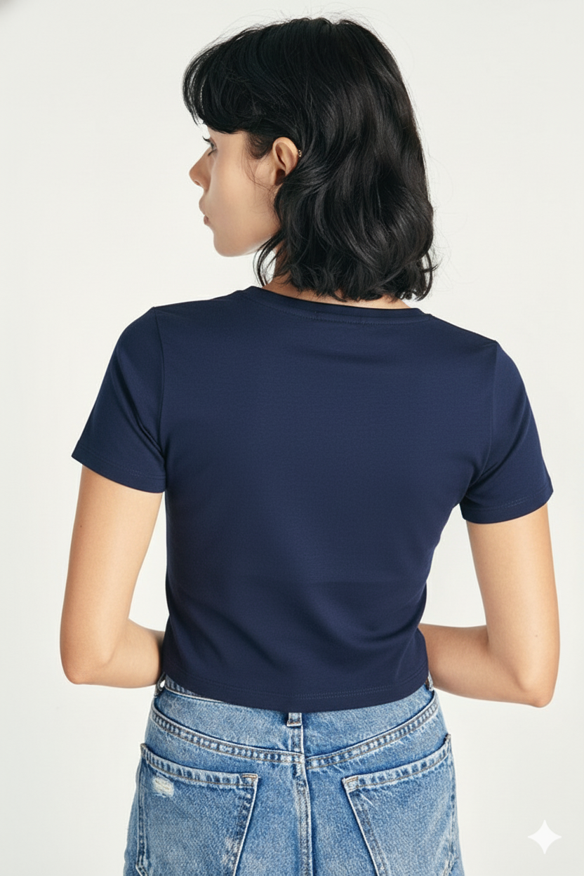 Breathable Cotton Bio-Washed 180 GSM BU Crop Top for Women