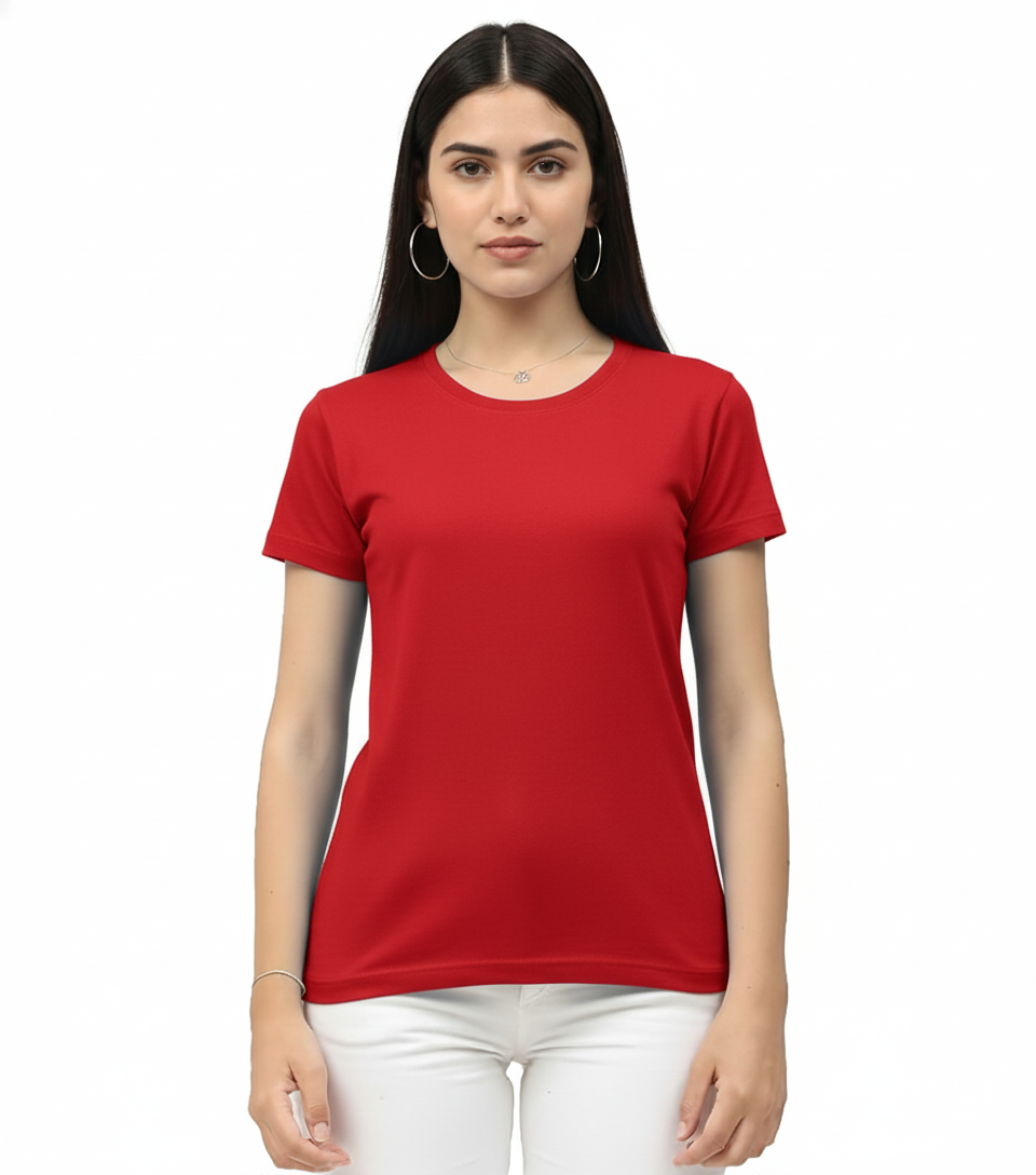 Biowash Women’s RD T-Shirt – Soft, Stretchable & Breathable Cotton