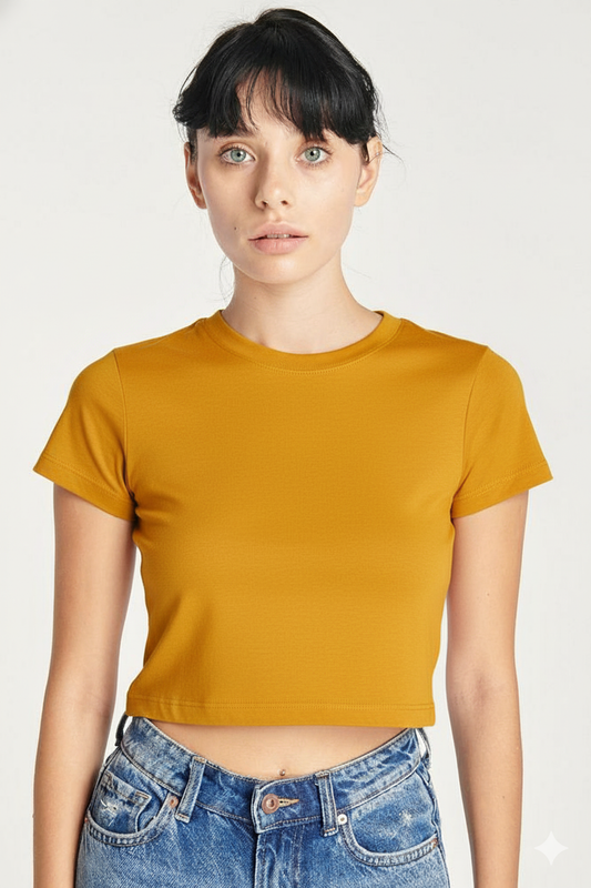 Breathable Cotton Bio-Washed 180 GSM GY Crop Top for Women