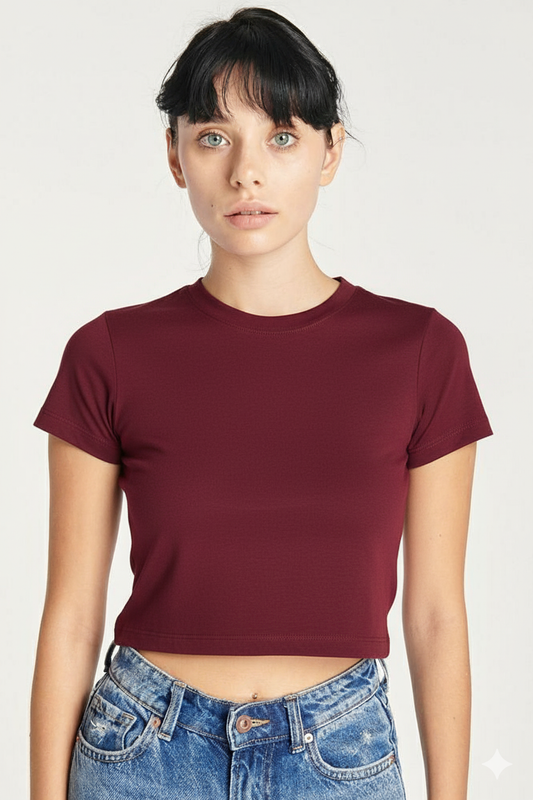 Breathable Cotton Bio-Washed 180 GSM MA Crop Top for Women