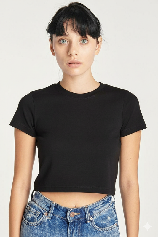 Breathable Cotton Bio-Washed 180 GSM BL Crop Top for Women
