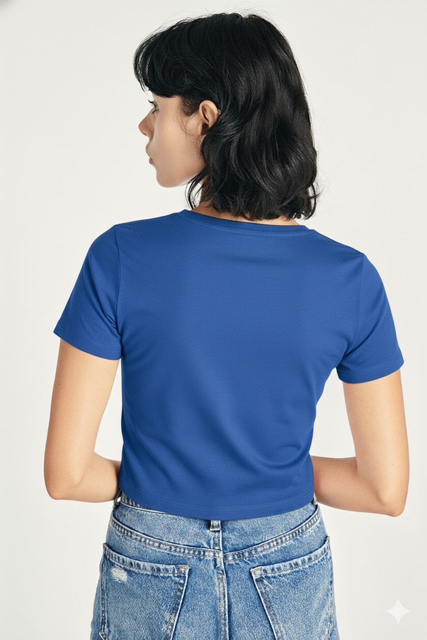 Breathable Cotton Bio-Washed 180 GSM RB Crop Top for Women