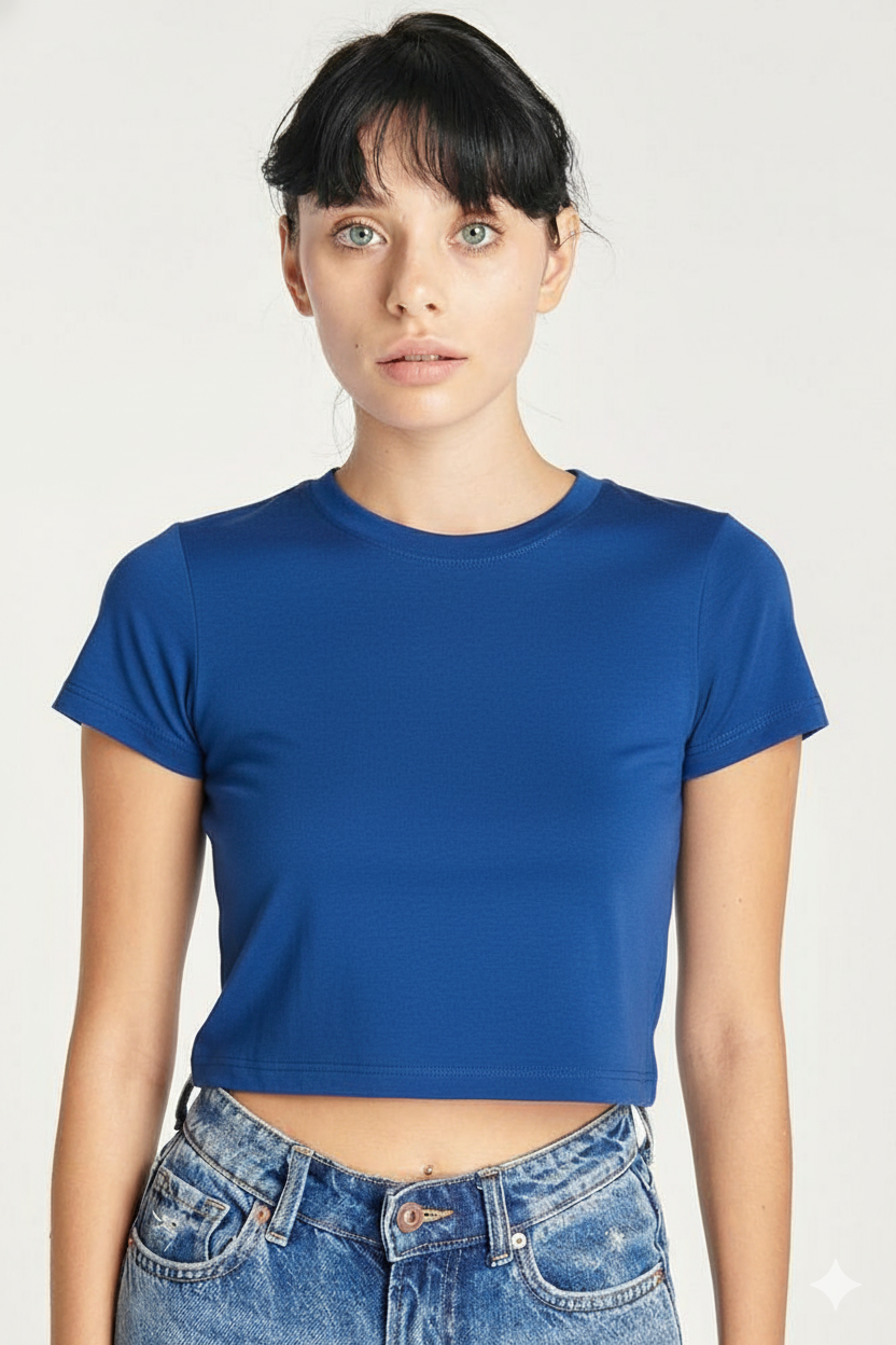 Breathable Cotton Bio-Washed 180 GSM RB Crop Top for Women