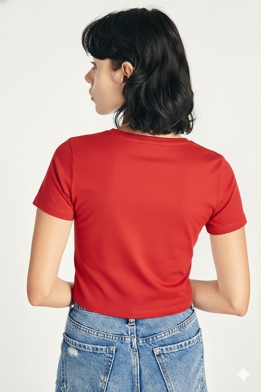 Breathable Cotton Bio-Washed 180 GSM RD Crop Top for Women